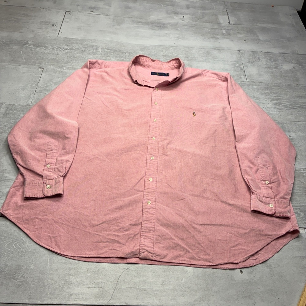 Ralph Lauren Oxford Shirt Mens 4XB Big Pink Button Down Long Sleeve Pony Logo
